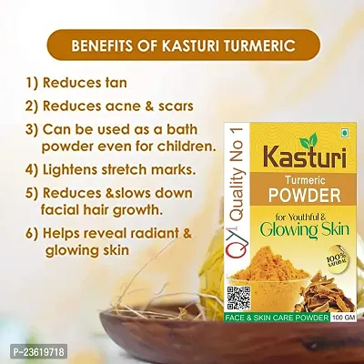 QY1 Kasturi Turmeric Powder (100 Gram) Free Sandalwood Powder/Chandan Powder (100 Gram) Best For Face, Skin-thumb4