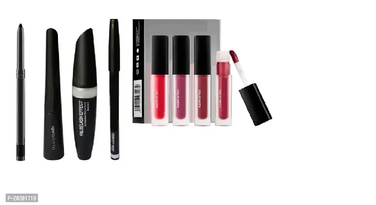 Klaty 3in1 Eye makeup (Mascara,Eyeliner,Eyebrow Pencil) with 4in1 red edition lipstick-thumb0