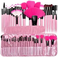 Klaty Professional Series Makeup Brush Set With Leather Pouch - Pink  (Pack of 24)-thumb1