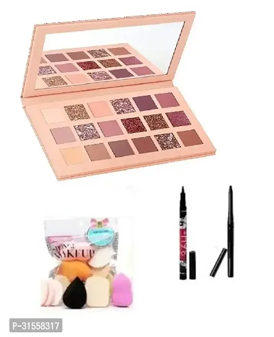 Klaty Nude edition eyeshadow with 6in1 puff set, 36h Eyeliner and kajal-thumb0