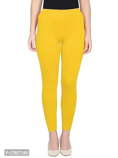 Elegant Yellow Cotton Leggings For Women-thumb0