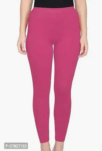 Elegant Pink Cotton Leggings For Women-thumb0