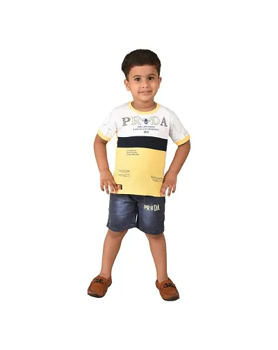 Trendy Blend Tops with Shorts For Boys