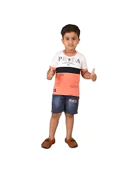 Trendy Pink Cotton Blend Printed Tops with Shorts For Boys-thumb2