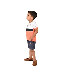 Trendy Pink Cotton Blend Printed Tops with Shorts For Boys-thumb1