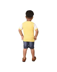 Trendy Yellow Cotton Blend Printed Tops with Shorts For Boys-thumb1