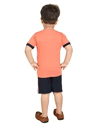 Trendy Orange Cotton Blend Printed Tops with Shorts For Boys-thumb1