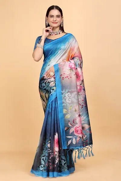 Glamorous Silk Blend Saree with Blouse piece 