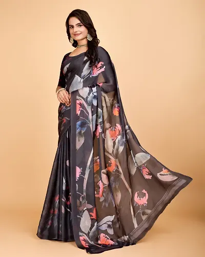 New In Satin Saree with Blouse piece 