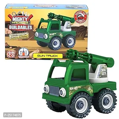 Mighty Machines Buildables -Gun Truck|BuildANDCombine Vehicle|Easy to Build Pull BackANDFriction Vehicle|Develop MotorANDCognitive Skills for Kids 3+|Role Play Toy|BirthdayANDReturn Gift|Made in India,Multi