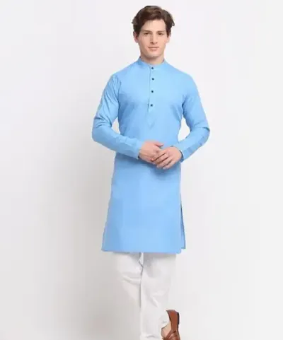 Stylish Cotton Blend Solid Kurtas For Men