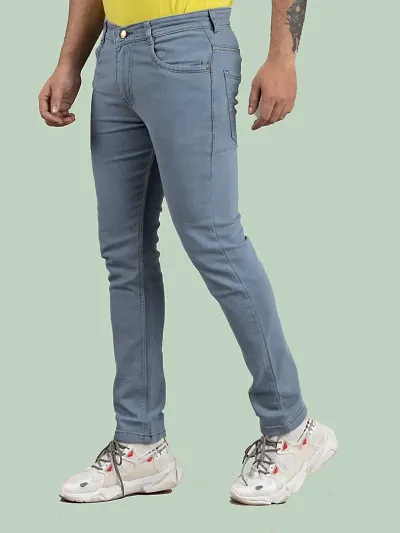 Stylish Solid Mid-Rise Jeans For Men