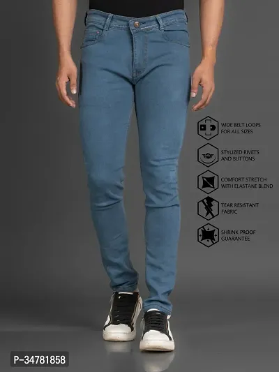 Stylish Denim Mid-Rise Jeans For Men-thumb0