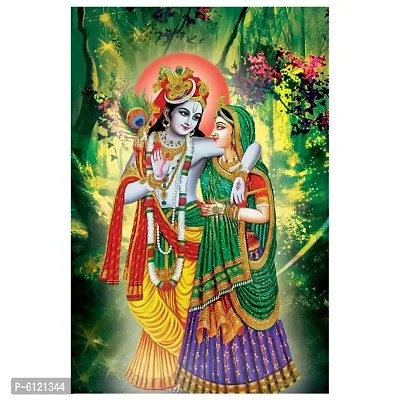 Radha Krishna Print Poster Wall Sticker, Home Decor Stickers for Living Room Home (Size 12x18)