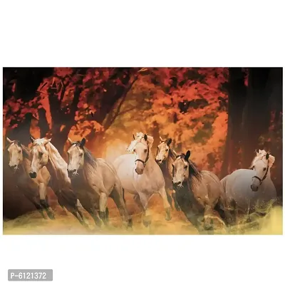 Seven Lucky Running Horses Vastu Fully Waterproof Vinyl Sticker Poster for Living Room, Bedroom-thumb0