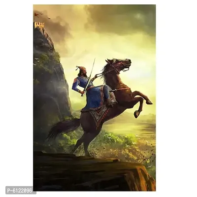 Greatest Warrior Shivaji Maharaj Paper Wall Sticker Multicolour