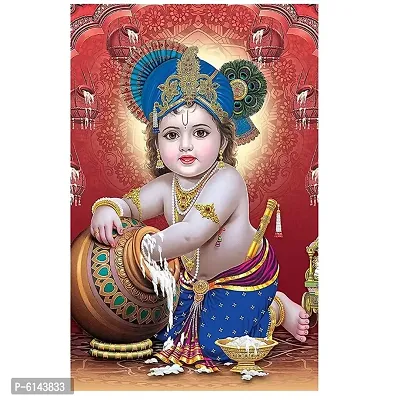 New Best Poster Lord Krishna Waterproof Vinyl Sticker Painting Poster for Home Deacute;cor Office, Hall, Living Room, Bedroom, Kids Room .(Pack of 1)