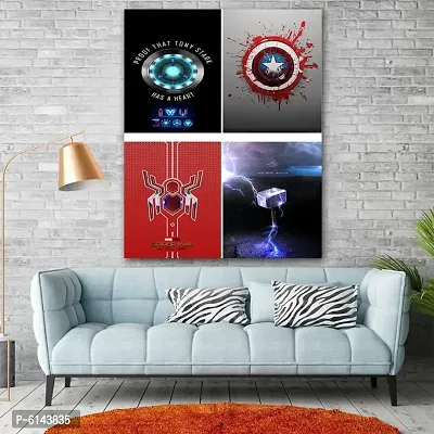 New Best Poster Marvel Logo Iron Man, Thor, Captain America, Poster Wall Sticker for Living Room Home White Abstract, 12x18 Inch for Living Room Home For Living room,Bed Room , Kid Room, Guest Room Et
