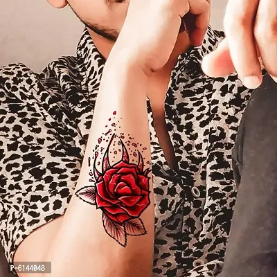 Trash Red Rose Temporary Body Waterproof Tattoo For Men and Women-thumb0