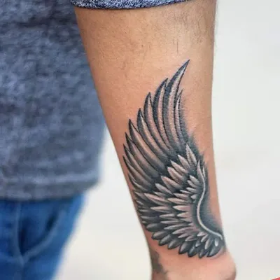 Realistic Wings Tattoo on Forearm - YouTube