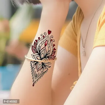 Floral Mehndi Heart with leaves special for Girls Temporary Body Waterproof Tattoo-thumb0