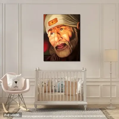 Best Wall Sticker Sprictual Sai Baba Ji Old Best Painting New Most Rare Vinayl Poster For Living Room , Bed Room , Kid room , Guest Room etc.Size(12x18).