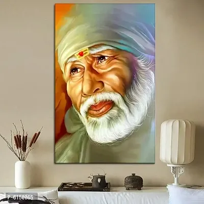 Best Wall Sticker Sprictual Sai Baba Ji New Best Painting New Most Rare Vinayl Poster For Living Room , Bed Room , Kid room , Guest Room etc.Size(12x18).