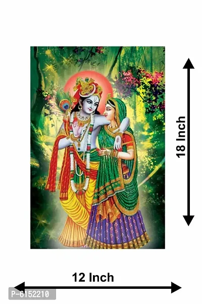 Radha Krishna Print Poster Wall Sticker, Home Decor Stickers for Living Room Home (Size 12x18)-thumb3