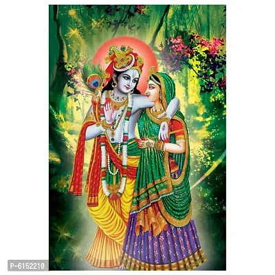 Radha Krishna Print Poster Wall Sticker, Home Decor Stickers for Living Room Home (Size 12x18)-thumb2