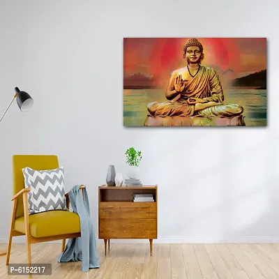 Gautam Buddha Print Wall Poster for Home Deacute;cor Living Room Wall Sticker (Multicolour , 12 x 18)