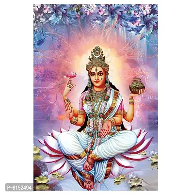 Saraswati Mata on Lotus Wall Sticker Poster for Puja Room Temple Worship Poster Living Room Home Decor