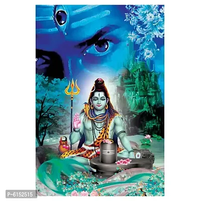 Lord Shiva Om Meditating Wall Sticker with Eye Shivling with Laminated Poster for puja Room Temple