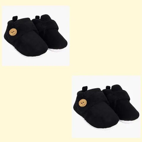 Stylish Velvet Solid Booties For Infants- Pack Of 2