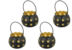 Arsalan Wall Hanging Tealight Candle Holder Black Sun Matki Set for Diwali Lighting Home Decoration (Set of 4)-thumb3