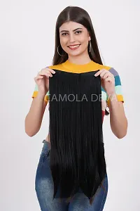 Stylish Black Clip On 22 Inch Synthetic Hair Extension For Women-thumb1