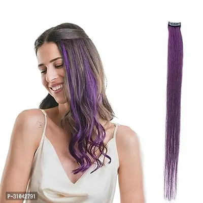 Stylish Purple 22 Inch Synthetic Hair Extension For Women- 4 Pieces-thumb0