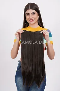 Stylish Natural Brown Clip On 22 Inch Synthetic Hair Extension For Women-thumb1