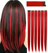 Stylish Red 22 Inch Synthetic Hair Extension For Women- 4 Pieces-thumb1