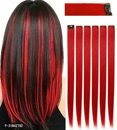 Stylish Red 22 Inch Synthetic Hair Extension For Women- 4 Pieces-thumb2