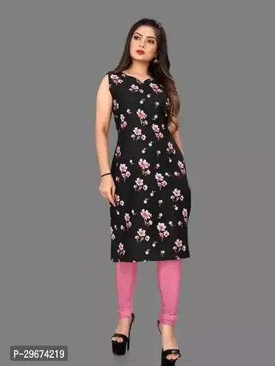 Stylish Crepe Printed A-Line Kurta For Women-thumb0