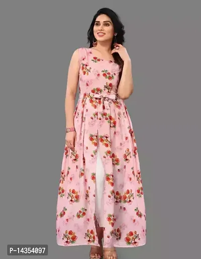 Stylish Crepe Printed A-Line Kurta For Women