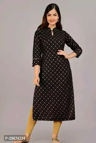 Stylish Crepe Printed A-Line Kurta For Women