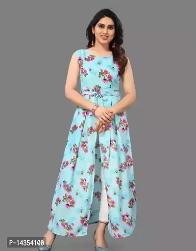 Stylish Crepe Printed A-Line Kurta For Women