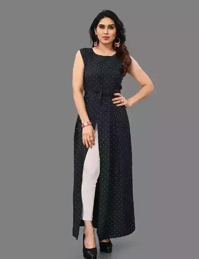 Stylish Crepe A-Line Solid Kurti