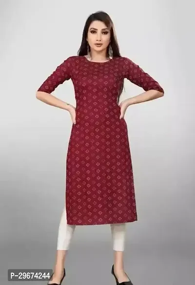 Stylish Crepe Printed A-Line Kurta For Women-thumb0