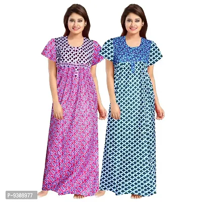 Buy KHUSHI PRINT 100 Pure Cotton Nighties Combo Pack of 2