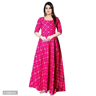 KHUSHI PRINT Women's Printed Rayon Fit  Flare Anarkali Maxi Gown for Girl/Women/Ladies (Free Size Upto XXL)-thumb0