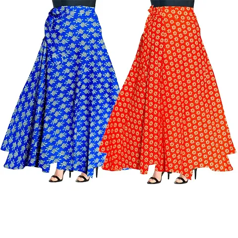 Khushi Print Women Printed Maxi Skirt (Women's Girl's_Multicolored_Long Free Size) Blue,Pink