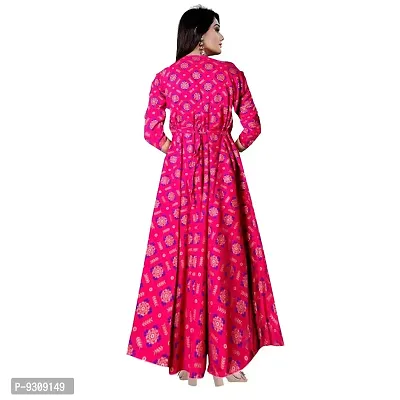 KHUSHI PRINT Women's Printed Rayon Fit  Flare Anarkali Maxi Gown for Girl/Women/Ladies (Free Size Upto XXL)-thumb2