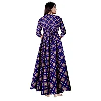 Khushi Print 100% Rayon Block Print Maxi Dress for Women Blue-thumb1